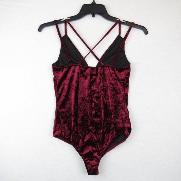 StyleAngeles Red Bodysuit Women Size S Velvet - Picture 2 of 7